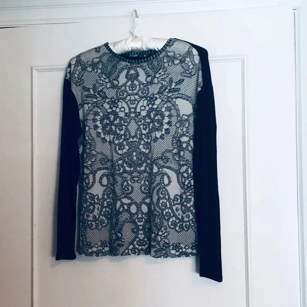 Zara W & B Collection Grey Long Sleeves Top